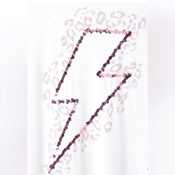 Torrid 3 women's short sleev white t-shirt with sequined lightning bolt … - Picture 3 of 7
